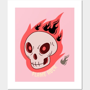 flame rock skull Posters and Art